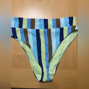 Aerie Multicolor Striped Swim High Cut Cheeky Bottom